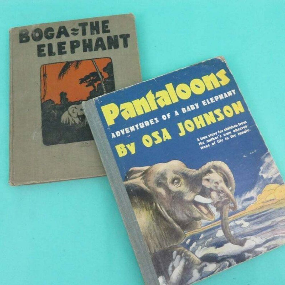2 Elephant Story Books BOGO the Elephant Pantaloons Adventures Baby Vintage Kids